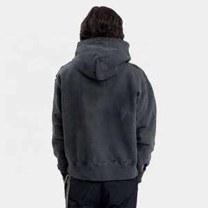 เสื้อฮู้ดดี้ผู้ชายไซส์ใหญ่ ผ้าฝ้ายออร์แกนิค 100% ทรงหลวม ไหล่ตก ล้างสีแบบแอซิดวอช สไตล์วินเทจ สำหรับฤดูหนาว  สั่งซื้อขั้นต่ำน้อย - Product Image 3