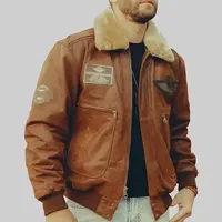 Veste bomber en cuir véritable