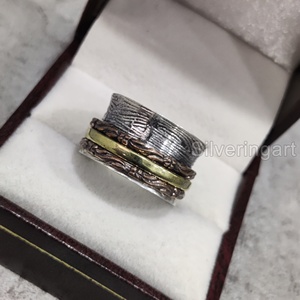 Infinity Spinner Band Bohème Bague En Argent Sterling 925 Anneau De Pouce Pour Femmes Bijoux Faits À La Main Noël Anxiété Hommes Spinner Anneau - Product Image 2