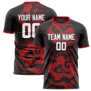 Nom d'équipe personnalisé numéro nom Football T-shirt personnalisé bricolage O cou noir sport t-shirts lâche séchage rapide uniformes d'équipe - Product Image 4