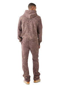 Logo personnalisé 2025 broderie en détresse survêtement pour hommes à capuche grande taille écologique imprimé solide motif hiver essentiel - Product Image 3