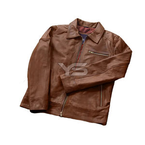 Chaqueta de cuero de invierno informal de alta calidad para hombre con cierre de cremallera y cuello Servicio OEM disponible - Product Image 5