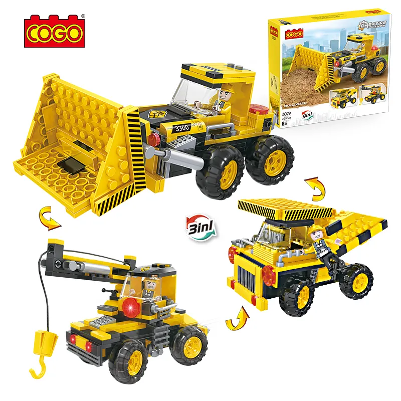 COGO Kids Build Bricks Engineering Vehicle Excavator Model Building Block Education Blocks Toys