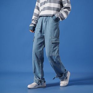 Jeans de Lona para Hombre, Corte Medio, Super Holgados, Lavado Medio, Estilo Desgastado, Ligeros, Pierna Ancha, Estilo Lavado - Product Image 4