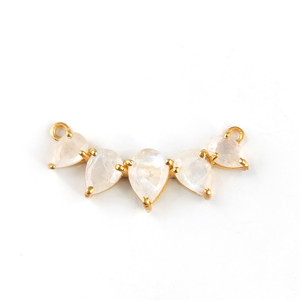 Rainbow <b>Moonstone</b> Pedant 925 Sterling Silver Pear Shape <b>Pendant</b> with Prong Set Gold Vermeil Rhodium Plated Third Party Certified - Product Image 1