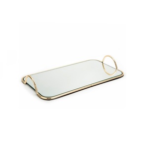 Decoración de Hotel para el hogar, espejo de estilo europeo, bandeja de Metal de fruta antigua para boda, bandeja decorativa de lujo para servir - Product Image 1