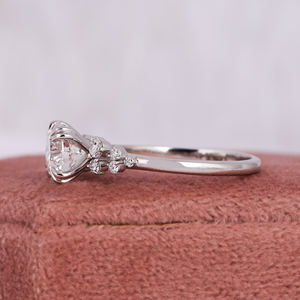 Anillo certificado IGI de diamante cultivado en laboratorio de corte chapado en oro sólido de 14KT para mujer, propuesta de diseño Floral a la moda, estilo romántico de lujo - Product Image 2