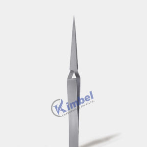 Pince à épiler droite d'extension de cils de type A en acier inoxydable de vente chaude qualité de salon avec pointe de fibre pour l'application de cils - Product Image 5