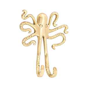 Gancho de hierro con acabado dorado en forma de pulpo de diseño contemporáneo para decoración, regalos, organizador de dormitorio y armario. - Product Image 1