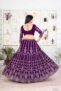 Designer Pure Georgette Lehenga Choli Fantaisie Broderie Séquence Travail Style Pakistanais Demoiselles D'honneur Tenue De Mariage En Soie - Product Image 3
