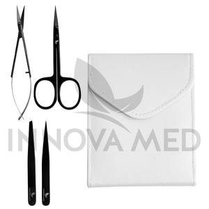 Professional Stainless Steel Eyebrow <b>Tweezers</b> Black Scissors Pointed Slanted Tip Unisex Facial Hair Curved Type Multi-color - Product Image 5