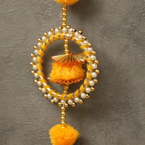 Guirlandes de pompons jaunes avec gland Gota pour toile de fond de mariage indien Diwali Pooja décorations de festival à la mode de Noël Haldi - Product Image 2