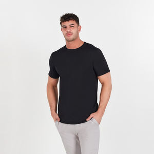 T-shirt en Jersey de coton peigné pour homme, nouveau Design, ourlet incurvé, épais, 100% coton peigné, Streetwear, vieux noir - Product Image 1