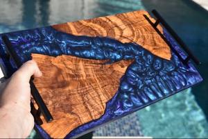 Plateau en résine et en bois au design moderne, organisateur élégant pour la maison, le bureau, la salle de bain et l'espace de vie, qualité et prix d'exportation - Product Image 2