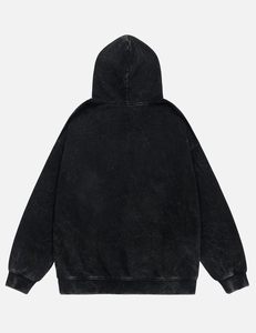 Sweat à capuche vintage surdimensionné, unisexe, en molleton de coton, à capuche délavé à l'acide de haute qualité, streetwear - Product Image 2