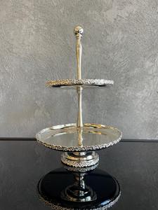 Présentoir à dessert de table à 2 niveaux, support à gâteau argenté, support à gâteau miroir, support de service de luxe, support pour le thé de l'après-midi - Product Image 4