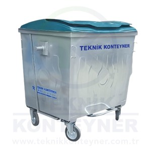 Conteneur à déchets en métal de 1100 L de marque TEKNIK KONTEYNER, en acier inoxydable, type à pression, écologique, grande taille, FABRIQUÉ EN TURQUIE - Product Image 3