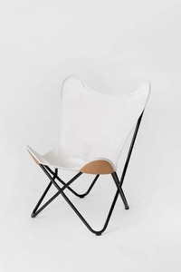 Silla mariposa de lona blanca con marco de hierro plegable de diseño rústico para ocio al aire libre o dormitorio - Product Image 4