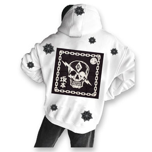 Sudadera con capucha lavada con ácido para hombre 100% algodón personalizada al por mayor ropa de calle pulsada parche bordado desgastado sudadera recortada vintage - Product Image 1