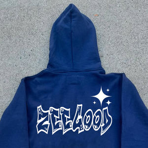 Sudadera con capucha de invierno para hombre, 100% algodón, forro polar grueso, extragrande, con cremallera completa, diseño 3D en relieve para bordar - Product Image 5