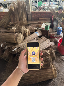 Balai en herbe naturelle Vietchoice avec manche en bois, écologique, pour le nettoyage des sols à la maison, fabriqué au Vietnam - Product Image 2