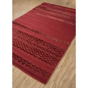 Alfombra Clásica a Rayas Tejida a Mano de Bambú y Seda, Roja y Naranja, 10 mm de Grosor, para Uso Doméstico-HBS-04, Alfombra para Sala de Estar o Pasillo - Product Image 2