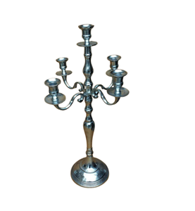 Décoration de la maison mariage en aluminium nickelé candélabre à 5 bras support de bougie en argent au design moderne - Product Image 6