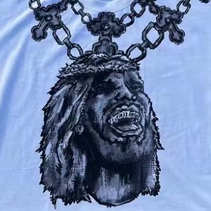 เสื้อยืดทรงหลวมเปิดไหล่กันรอยยับสำหรับผู้ชายเสื้อครอปแบบผ้าฝ้าย100% บ็อกซี่ฟิตสำหรับผู้ชาย - Product Image 2