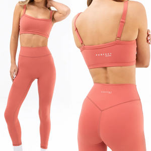 Haute qualité 2 pièces Fitness Yoga porter ensemble Logo personnalisé séchage rapide respirant Sexy Gym Sportswear Leggings ensemble vêtements actifs ensembles - Product Image 2