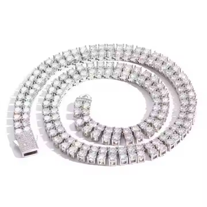 Wholesale Men's and Women's S925 Sterling Silver Iced Out Tennis Chain Bracelet Zircon Diamond Hip Hop Two <b>Row</b> Style - Product Image 1