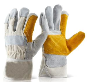 Gants de sécurité anti-impact en cuir de vache fendu avec conception de pouce à aile durable et douce pour les conducteurs de travailleurs de la construction industrielle - Product Image 3