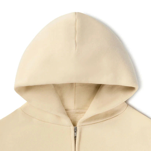 High Quality 100% Cotton Custom 100% Cotton Fleece Blank Mens Drop Shoulders <b>Hoodies</b> Breathable <b>Oversized</b> <b>White</b> Zipped <b>Hoodies</b> - Product Image 3