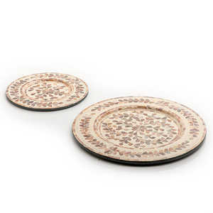 Assiettes de salle à manger de luxe en nacre blanche, nouveau design très vendu, assiette de chargeur en incrustation d'os de nacre à motif personnalisé - Product Image 6