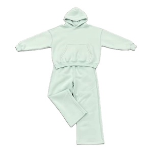 ชุดวอร์มฮู้ดดี้และกางเกงขายาวผ้าฝ้ายผสมโพลีเอสเตอร์ ชุดฮู้ดดี้และกางเกงจ็อกเกอร์ ระบายอากาศได้ดี เหมาะสำหรับออกกำลังกาย - Product Image 1