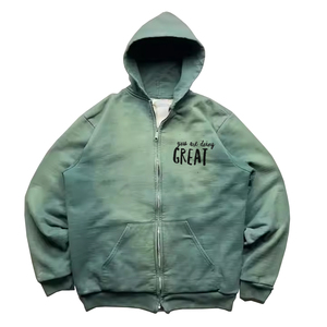 Sun Fad Acid Wash Hoodies Oversize Zipper Up Heavy Weight Adult Men Acid Wash Hoodie With Custom Design and Size - Product Image 1