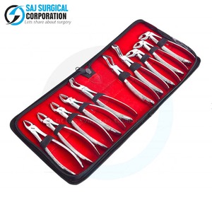 Pinces dentaires pédiatriques certifiées CE Kit 10 pièces en acier inoxydable de petite taille pour l'extraction de dents SAJ chirurgical - Product Image 1