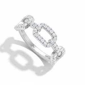 Bague en or 14 carats et diamant à trois maillons Interlink |   Diamant taille brillant 0,50 CTTW - Product Image 1