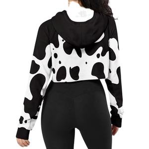 Pour les vêtements de sport sweat à capuche pour femmes logo personnalisé OEM meilleure qualité impression numérique coton matériel à manches longues haut court sweats à capuche pour femmes - Product Image 6