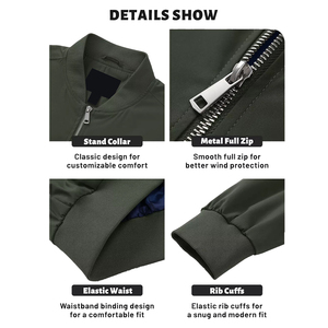 Veste de bombardier pour hommes adultes coupe-vent chaud hiver col montant bras fermeture éclair poche tenue décontracté Bomber veste avec service OEM - Product Image 6