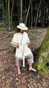 Handloom Khadi Kimono en velours côtelé Chauffe-thé Boho en coton naturel terreux avec impression en blocs Élégant et écologique - Product Image 4
