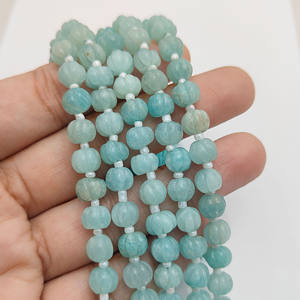 Venta al por mayor 5-7 MM amazonita tallada calabaza cuentas ágata melón forma cuentas cuarzo calabaza cuentas para la fabricación de joyas - Product Image 6