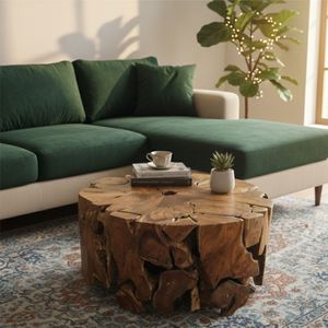 TABLE CONSOLE EN BOIS DE TEAK CIRCULAIRE MEUBLES DE MAISON - Product Image 4