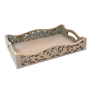 Bandejas rectangulares de madera de mango para servir, diseño de estilo artesanal para servir en la mesa y usar en restaurantes, utensilios de cocina duraderos - Product Image 2