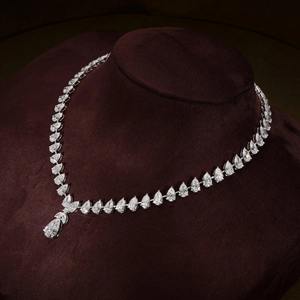 Hand Made 50 Ct Pear Cut VVS Moissanite Diamond Drop <b>Tennis</b> Chain <b>Necklace</b> Pendant For Bridal Gift With 925 <b>Silver</b> Fine Jewelry - Product Image 2