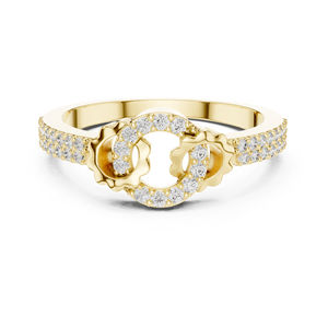 Anillo de Boda de Oro Amarillo de 14K con Diamante Redondo Cultivado en Laboratorio para Mujer |   Diamante Cultivado en Laboratorio - Product Image 1