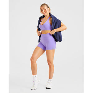 Soutien-gorge de sport Vibrant Violet Staple de haute qualité bretelles arrière réglables décolleté en V lisse et dernières femmes Fitness soutien-gorge de sport - Product Image 4