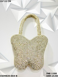 Handcrafted <b>Crystal</b> Stone & Beaded Bridal Handbag a Timeless Evening and Wedding Accessory for Elegant Women - Product Image 3