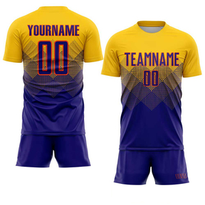Conjuntos de Uniformes de Fútbol de Verano Personalizables al por Mayor, Transpirables, de Secado Rápido, 100% Poliéster, Camiseta de Fútbol con Mangas Cortas y Pantalones Cortos - Product Image 1