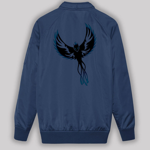 Transpirable Otoño Invierno mujer azul Patchwork gráfico pantalla impresa chaqueta vaquera fiesta satén Zip up venta al por mayor cintura chaquetas chica - Product Image 2