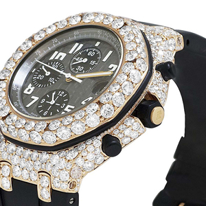 Chrome Plated Moissanite Quartz Movement Iced Glass Dial Stainless Steel <b>Watch</b> - Product Image 1